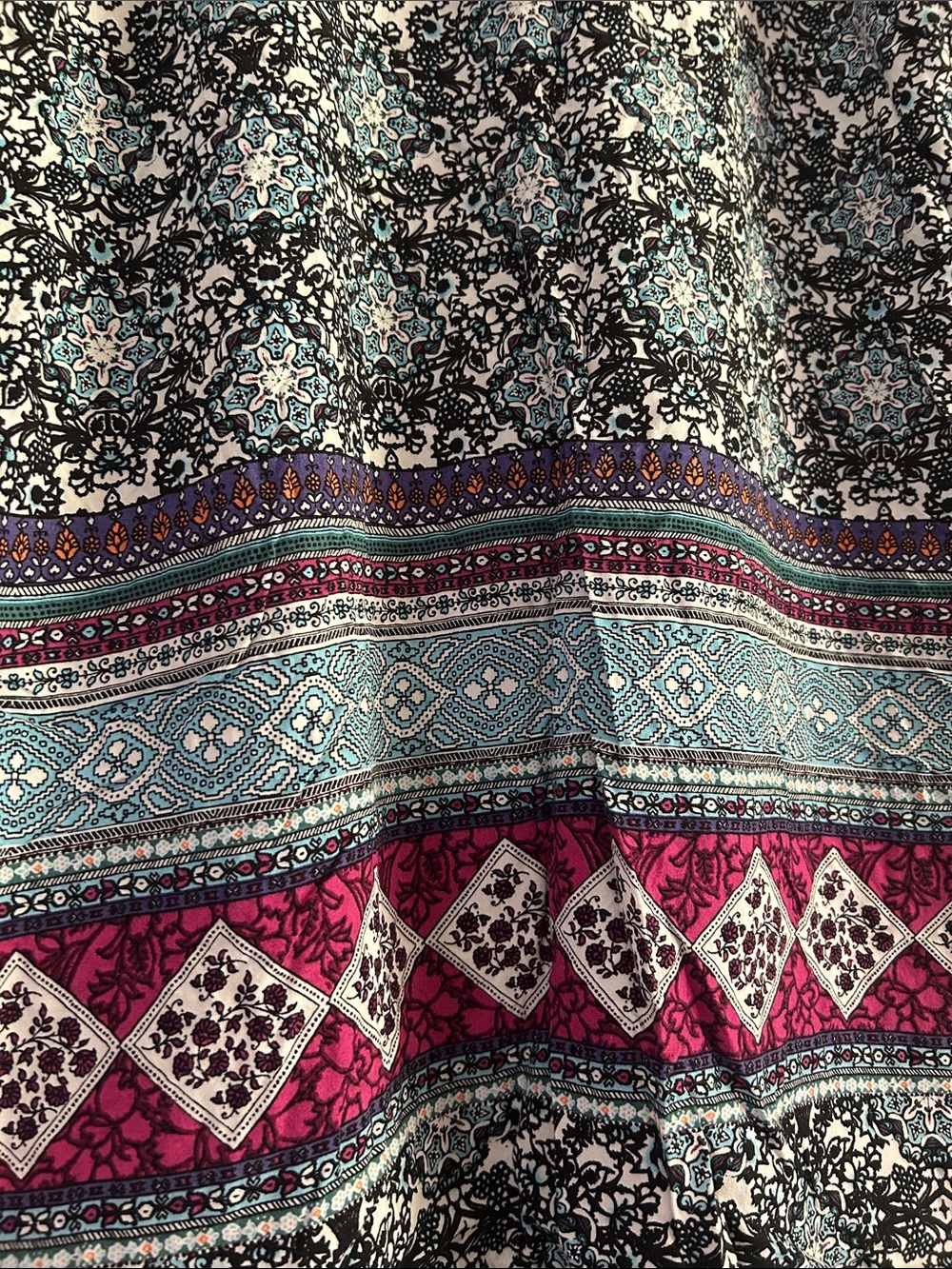 Almost Famous Sleeveless Printed Mini Dress in Black, Blue & Pink - Picture 2 of 7